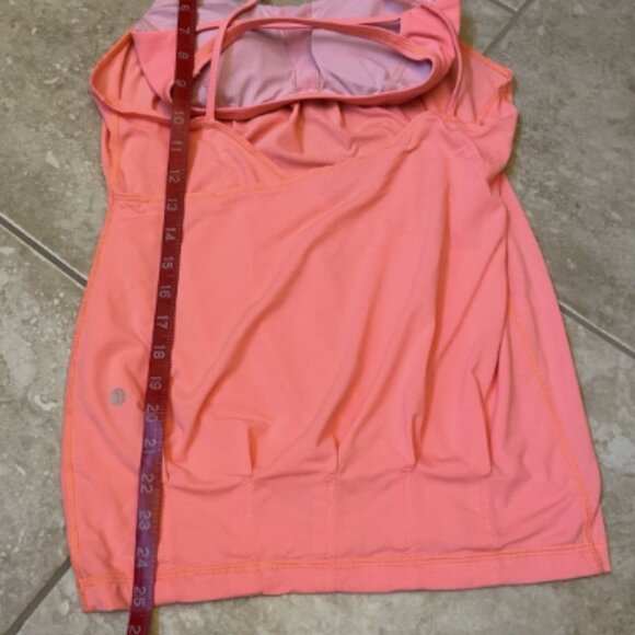 Lululemon Flow and Go Tank II Orange Pop Women's 4 Built In Bra Halter Open Back - Picture 11 of 11